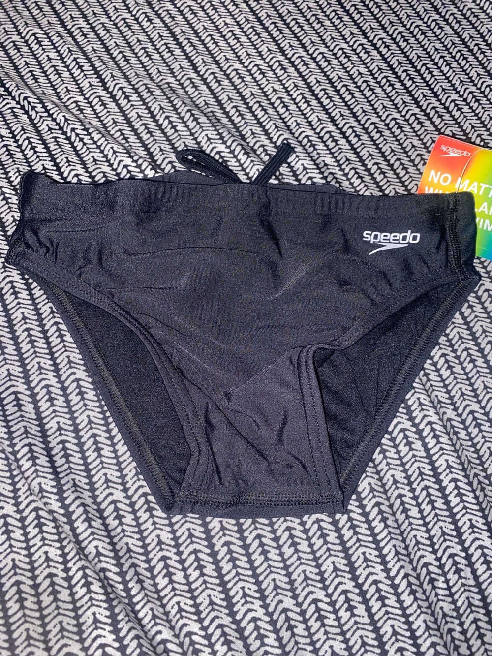 Speedo Black Men's Swim Brief with Logo